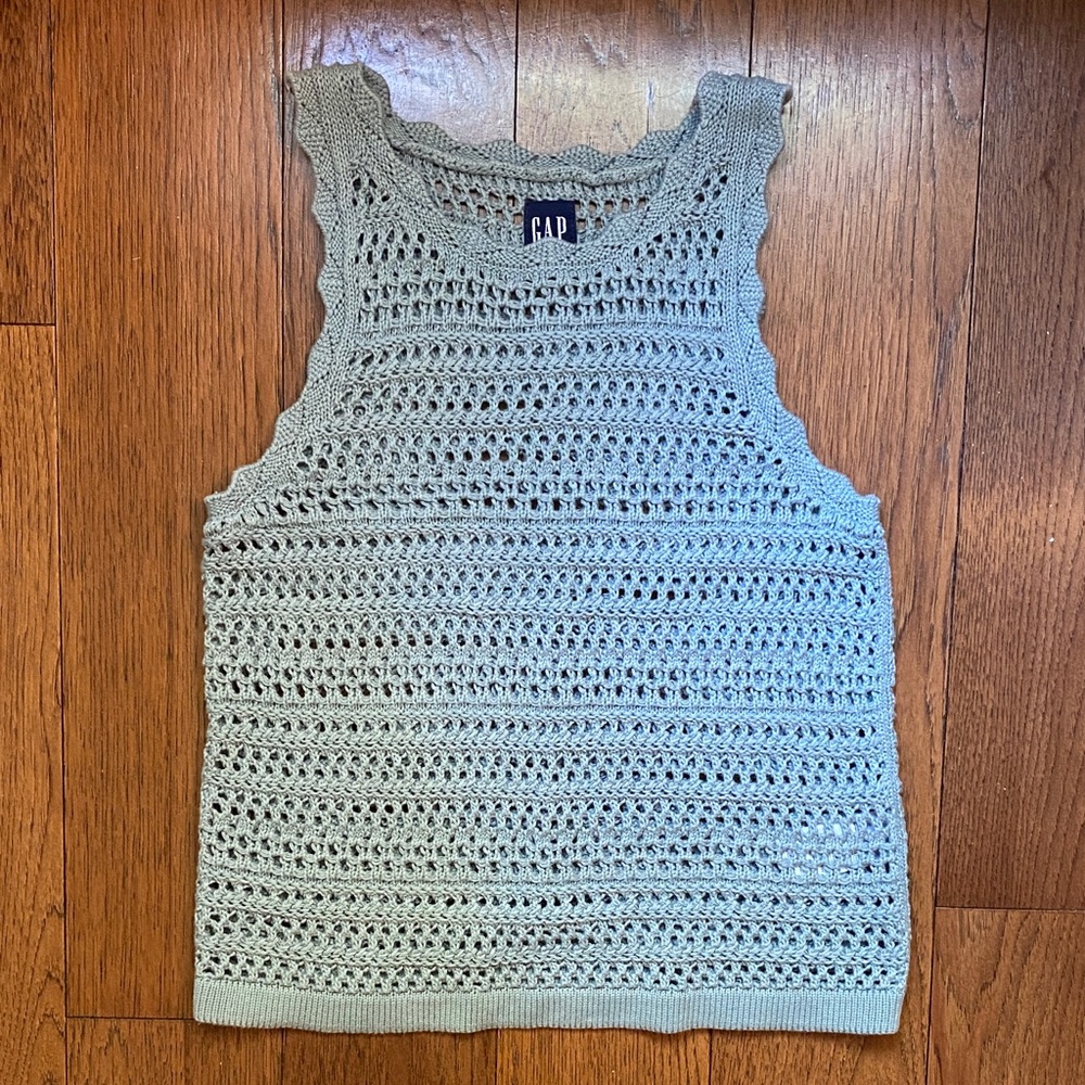GAP Women's Crochet Tank Top - Sage Green